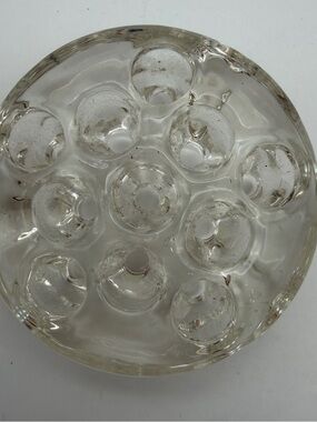 Vintage Clear Glass Flower Frog 11 Hole 3" Diameter for Vase Insert